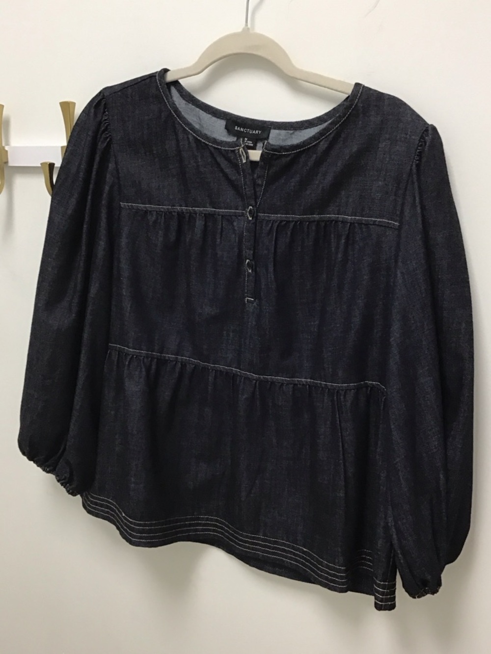 Sanctuary Dark Denim Peasant Blouse - by your side